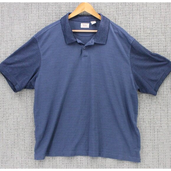 HUDSON RIVER HERITAGE CLASSICS Polo Shirt Men 2XL Navy Blue Striped Short Sleeve - Picture 1 of 9